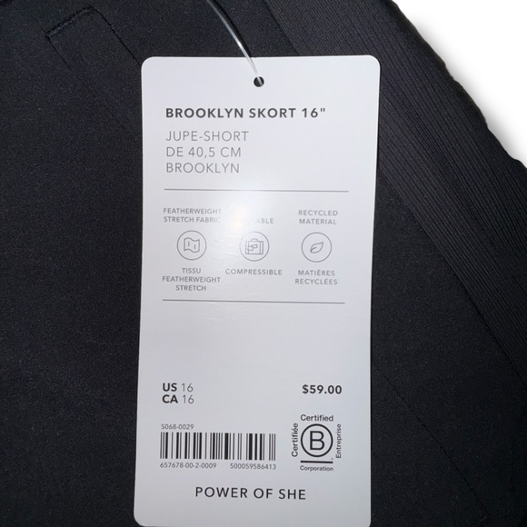 NWT ATHLETA Brooklyn Skort 16” - Black 16 - Picture 5 of 11